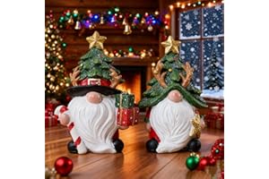 JIALANGULONG Christmas Decorations | Set of 2 Resin Charming christmas gnomes decorations for home | office, Mantel, Shelf, Tiered Tray, Porch, Desk,office.Holiday gnomes Table Centerpieces - 4.2 ince