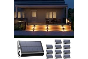 GVSHINE 12 Pack Solar Powered Stair Lights Outdoor Waterproof Warm White Lamps for Deck Step Safety Outside Decorative LED for Porch, Sideway, Backyard, Garden, Pool, Easy Installation & All Night Lighting