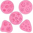 GELIFATLE Flower Fondant Cake Molds, Daisy, Rose, Chrysanthemum and Small Flower Candy Silicone Molds for Chocolate Fondant Polymer Clay Soap Crafting Projects & Cake Decoration (5pack)