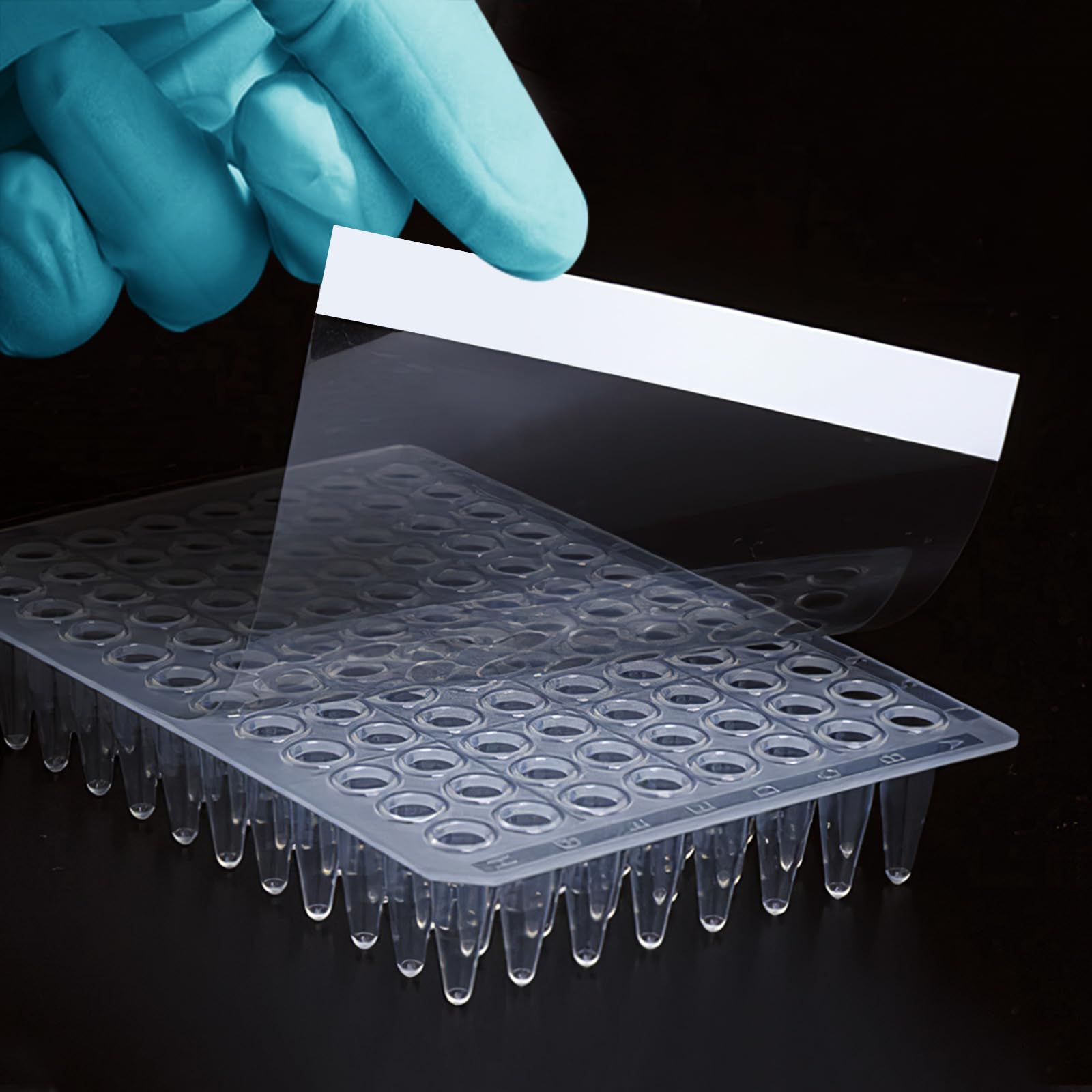 Photo 1 of 100 Sheets PCR Plate Sealing Film for 96-Well Plates (130x80mm) - High Clarity Adhesive Film for Plates Laboratory-Grade Leak-Resistant Sealing