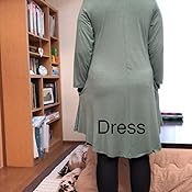 JollieLovin Women's Casual Swing Dress 3/4 Sleeve With Pockets - Loose Fit T-Shirt Dress, Army Green, Large