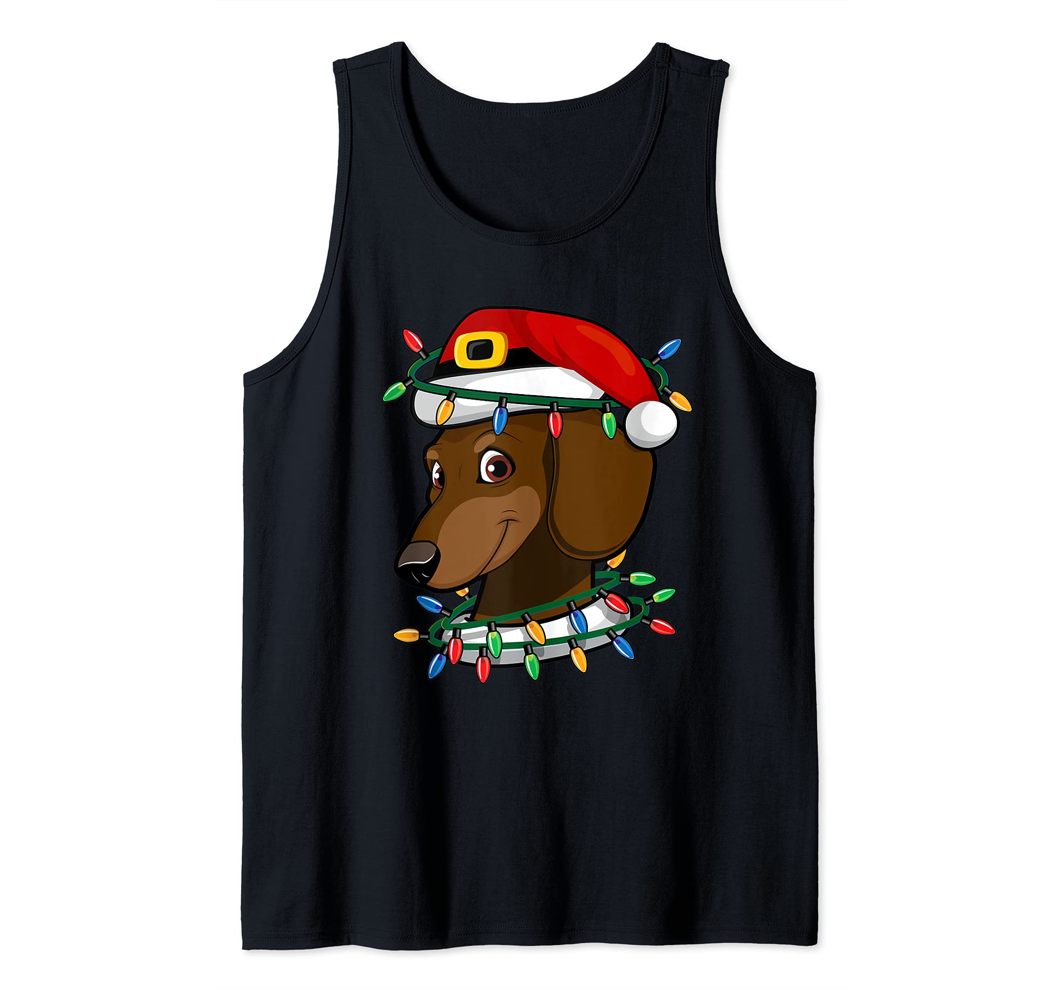 Dachshund Christmas Dog Santa Hat For Doxie Dog Lovers Tank Top