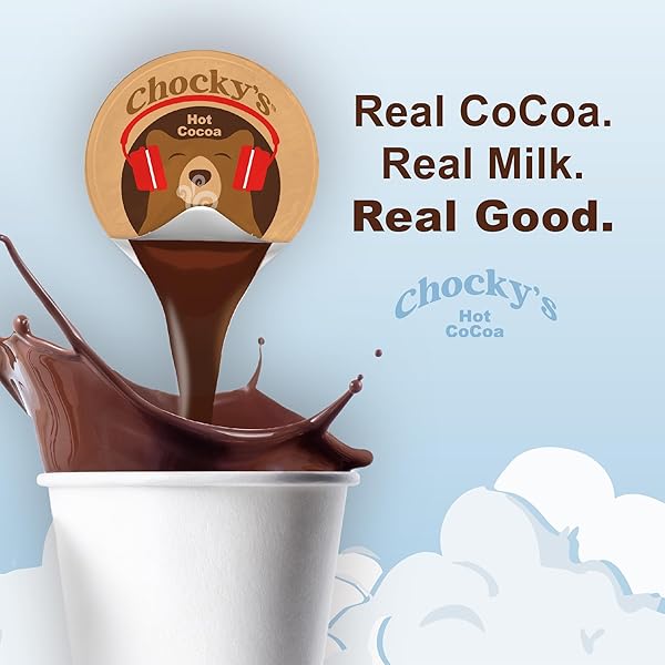 CHOCKY’S BY JAVA HOUSE SINGLE-SERVE HOT CHOCOLATE PODS – PEEL AND POUR LIQUID CONCENTRATE – HOT CHOCOLATE – 12 COUNT