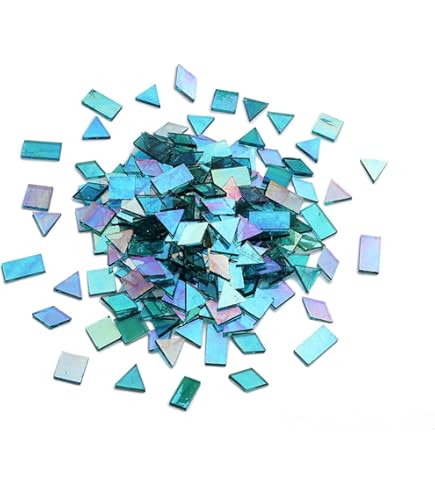 Esweny 1.1lb Square Crystal Mosaic Tiles, Iridescent Mosaic Glass Tiles For Crafts, Mosaic Pieces DIY Hobbies Children Handmade Jewelry Art Decoration Gifts,525 Pieces (Cyan - View #11