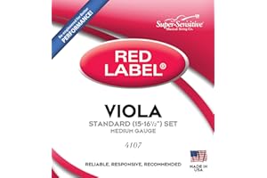 Super Sensitive 4107 Red Label Full Core Standard Viola Strings, Set of 4, 15, 15.5, 16, 16.5