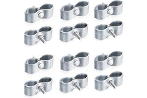KINNAN 12 Pcs 1-5/8" Chain Link Fence Panel Clamps, Dog Kennel Clamps for 1-5/8" OD Pipe, Galvanized Steel, for Round Pipe Panel Frame,Bolts & Nuts include
