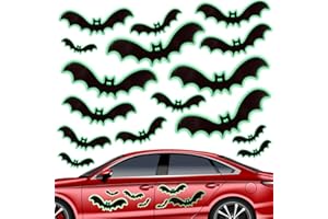 KINBOM 16pcs Halloween Luminous Bats Magnets, Fluorescent Halloween Car Door Decorations Glow in The Dark Large Magnetic Bats for Indoor Outdoor Garage Door Garden
