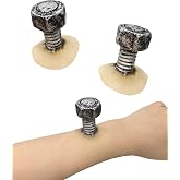 Libima 2 Pcs Halloween Sliver Neck Bolts Prosthetic with 10 Adhesive Set | pecial Effects Costume Prosthetic Monster Costume Accessories for Halloween Cosplay Carnival Party
