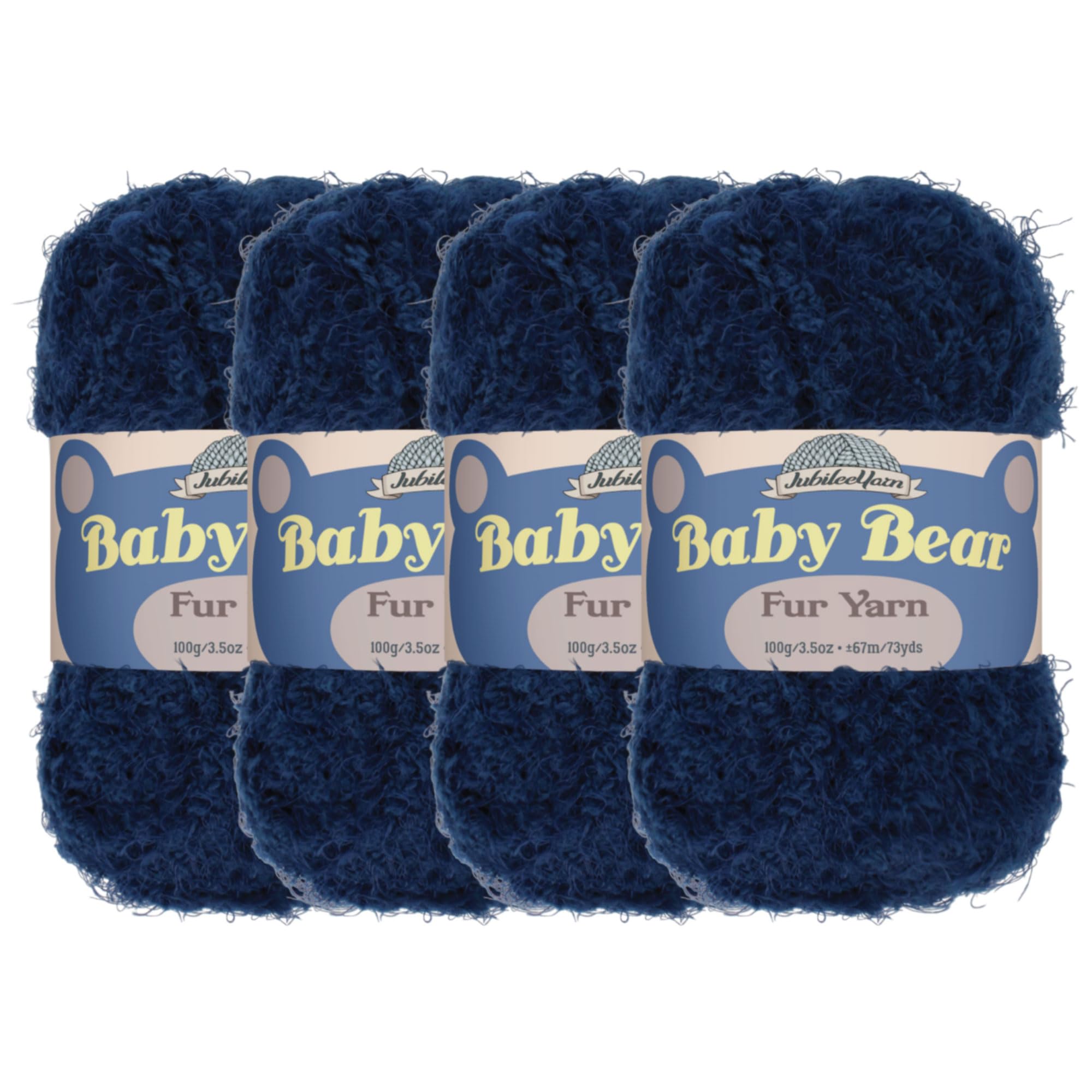 JubileeYarn Baby Bear Yarn - Chunky Weight Polyester Fur - 100g/Skein - Navy - 4 Skeins