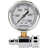 Solimeta 2-1/2" Pressure Washer Pressure Gauge Kit, 3/8 Inch Quick Connect, 5000 psi Pressure Washer, Liquid Filled