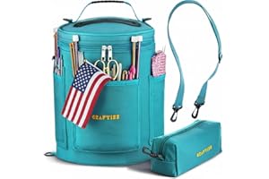 CRAFTISS Knitting Bag Yarn Storage - Christmas Gift - Durable Canvas Yarn Holder for Crochet Accessories - Organizer Crochet Bag with Knitting Accessories Case (Turquoise)
