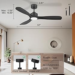 Hoenofly 52” Wood Smart Ceiling Fans with Lights