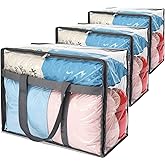 110L Large Capacity Clear Storage Bags with Zipper for Comforters, Blankets, Bedding, Quilts, Pillows – Plastic Storage Bags for Organizing Seasonal Clothes and Household Items