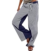 Yimoon Y2K Striped Pants for Women Low Rise Drawstring Pull On Jeans Casual Baggy Wide Leg Trousers 2025 Trendy