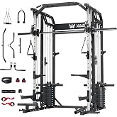 Major Fitness Drone2 Advanced Training Smith Machine &ndash; All-in-One Home Gym Squat Rack with Aluminum Pulley Set, Weight Bar, Dual LAT Pull-Down Systems &amp; Cable Crossover Machine for Full-Body Workouts