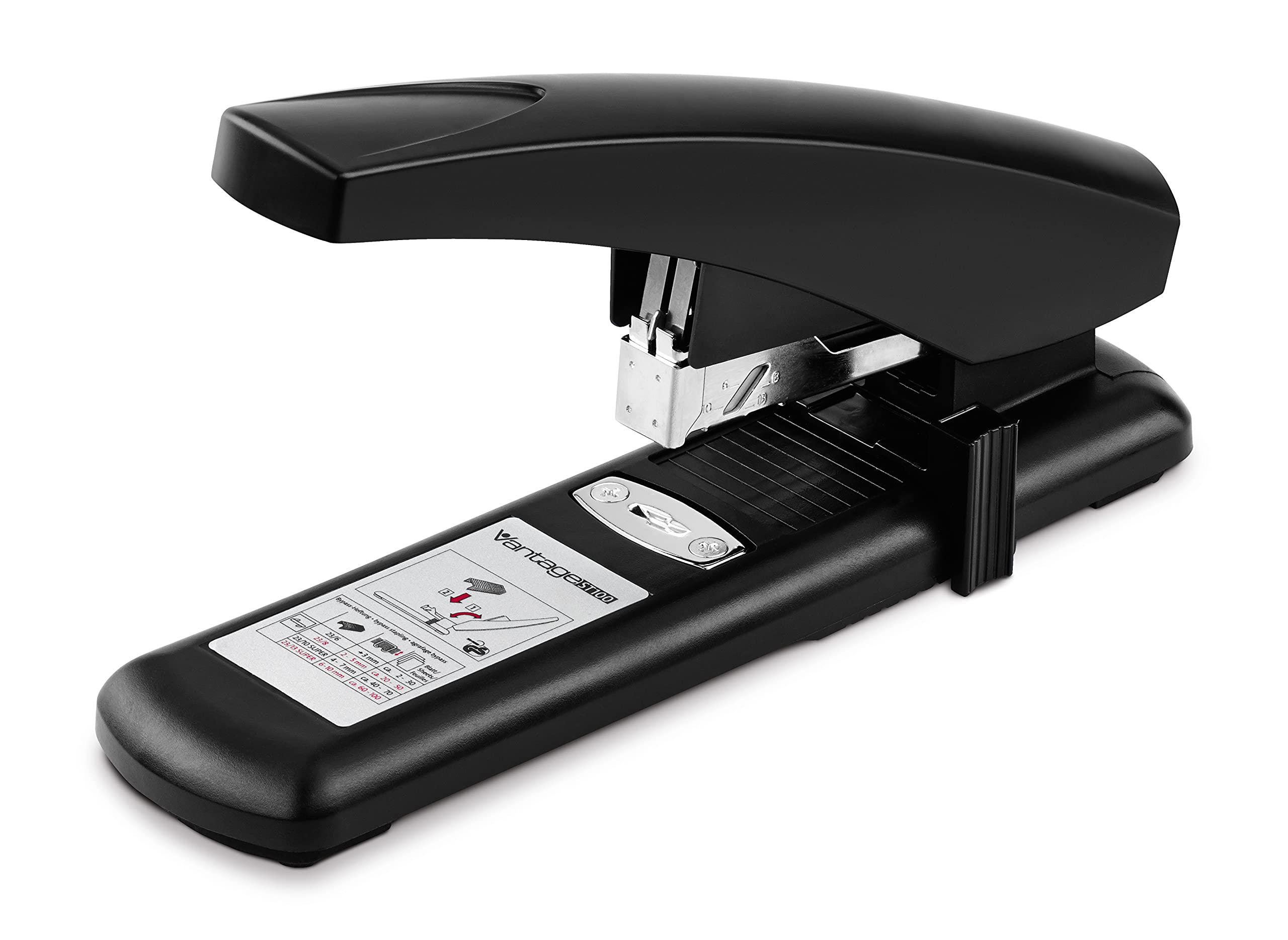Vantage ST 100 Block Stapler (Stapling Capacity 100 Sheets, Full Metal Tool with Plastic Base) Black