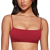 INGIA Women's Square Neck Sports Bra Spaghetti Strap Padded Cami Yoga Wireless Square Back Workout Bra Crop Top