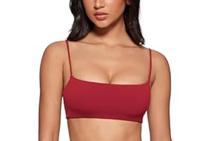 INGIA Women's Square Neck Sports Bra Spaghetti Strap Padded Cami Yoga Wireless Square Back Workout Bra Crop Top