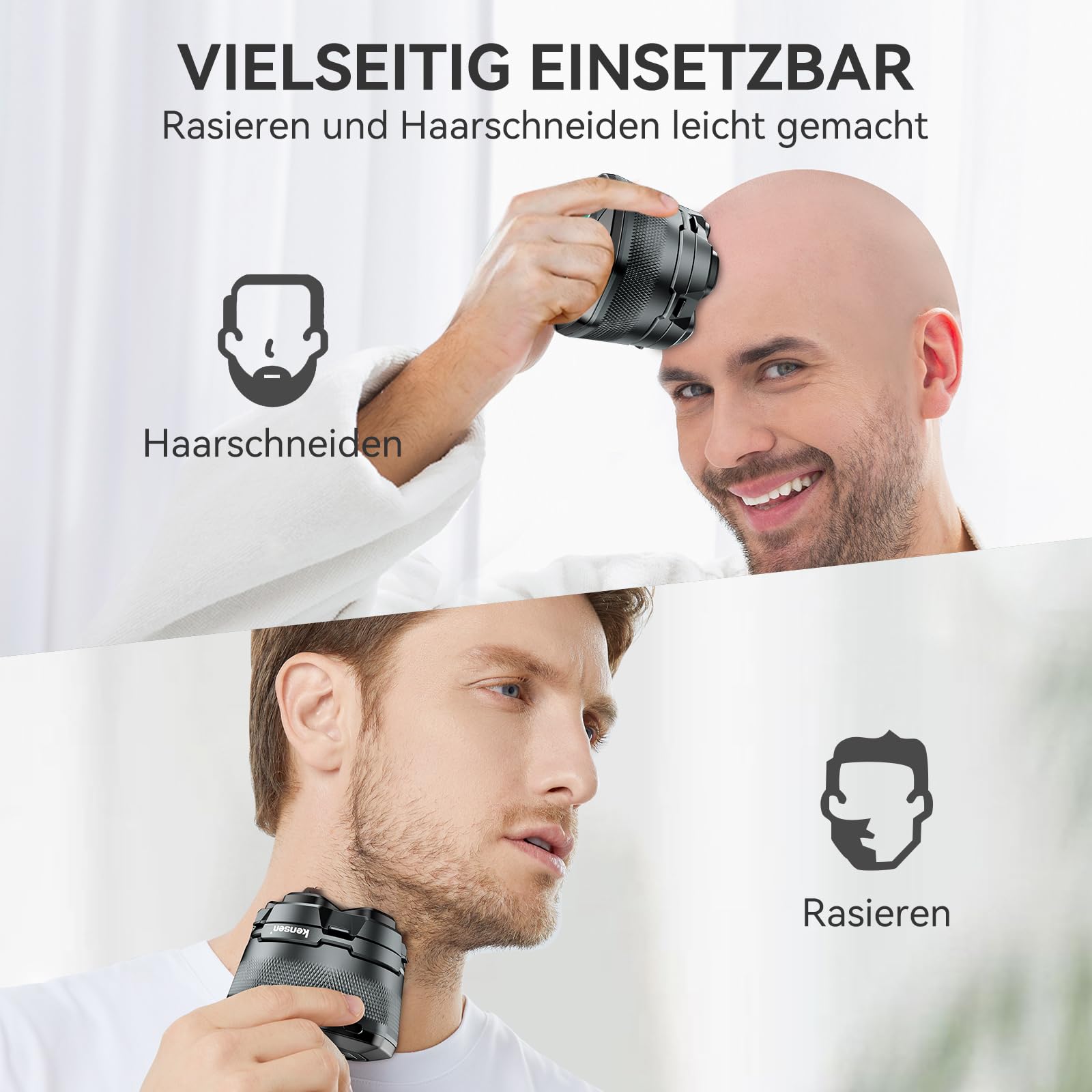 Glatzen Rasierer Herren, kensen Kopfrasierer Glatze Wasserdicht Kopf Rasierer Herren Wiederaufladbar Typ-c Head Shaver Men Magnetische Leicht zu Reinigen Akkulaufzeit 160 Mins 5
