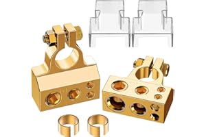 COROTC Battery Terminal Connectors, 0/4/8/10 Gauge AWG Battery Terminal, Positive Negative Battery Terminals, with 2 Clear Covers and Shims, Battery Connectors for Car, Marine, Truck, Motorcycle