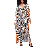 Kaftan Dresses for Women V-Neck Print Swimsuit Cover Up Plus Size Beach Caftan Lounge Dress