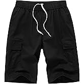 Vcansion Men's Cargo Shorts Drawstring Casual Cotton Relaxed Fit Multi-Pockets Elastic Waist Camo Shorts