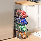 Sonyabecca 4-Pack Stackable Can Rack Organizer for Kitchen Pantry | Soda Can Organizer and Food Storage Dispenser for Pantry Cabinets. Foldable Wire Rack Keeps Canned Food Organized