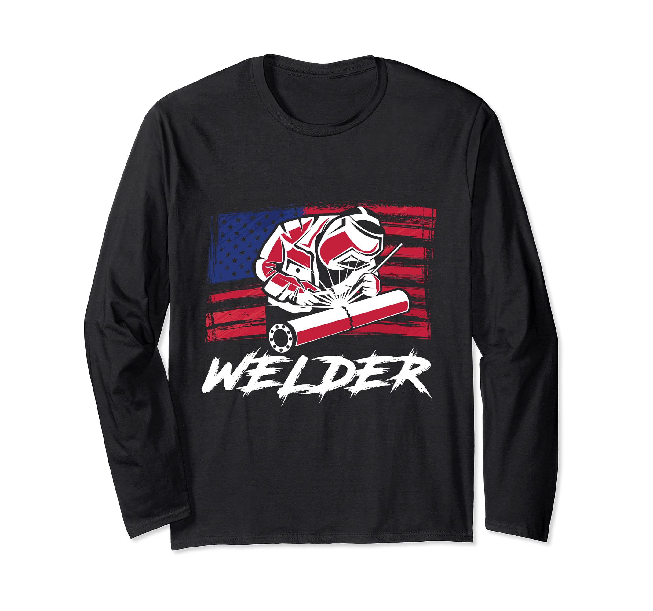 American Flag Welder Engineer Engineering Welding Long Sleeve T-Shirt