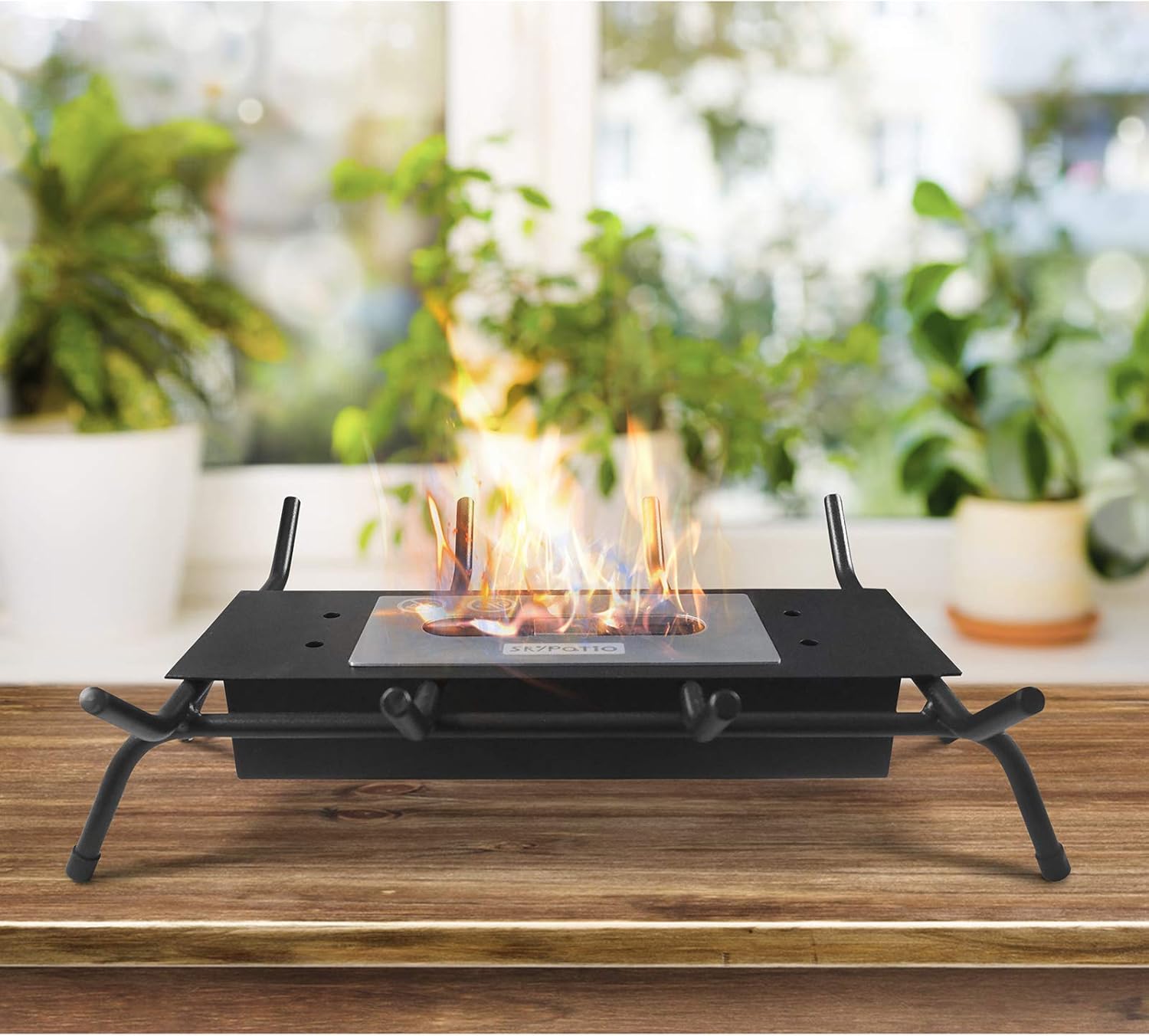 Tabletop Fireplace and Fire Grates, Black Wrought Iron Fireplace Log