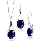 Gem Stone King Gemstone Birthstone Pendant and Earrings Jewelry Set For Women In 925 Sterling Silver | Oval 12X10MM | With 18 Inch Silver Chain