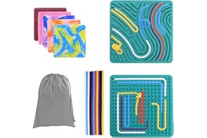 miuhuy Sensory Activity Board, Silicone Fidget Toy Silent, No Mess for Calming/Stress/Anxiety/ADHD & Autism Kids & Adults, Travel Sensory Activity Board with Portable Storage Bag & 20 Strings