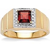 NFYBD 10K 14K 18K Solid Real Gold Men’s 1-7CT Ruby Ring Solid Gold Ring for Men Garnet Engagement Wedding Anniversary Signet Jewelry for Him Size 4-16