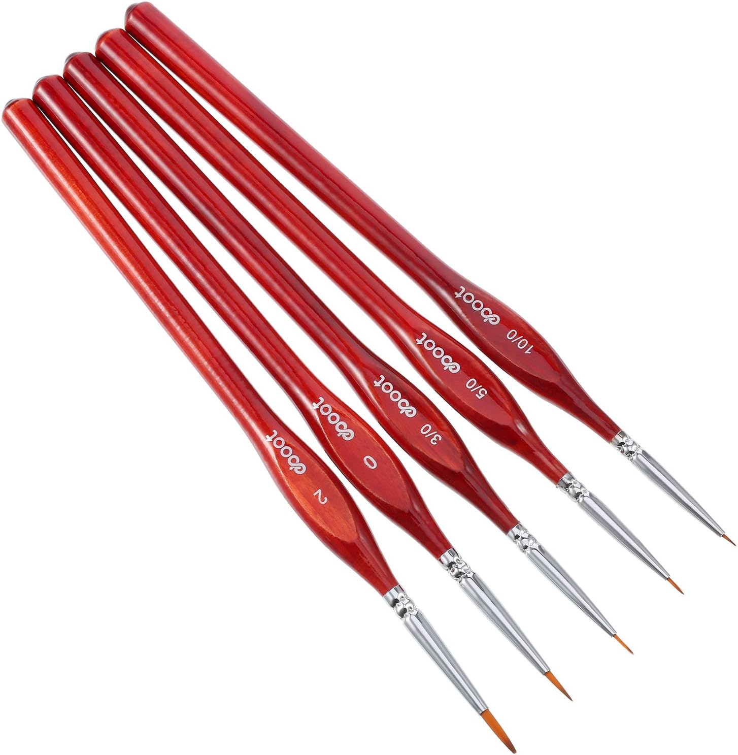 Detail Paint Brushes Set Artist Paint Brushes Painting Supplies for Art Watercolor Acrylics Oil, 5 Pieces (Reddish Brown)