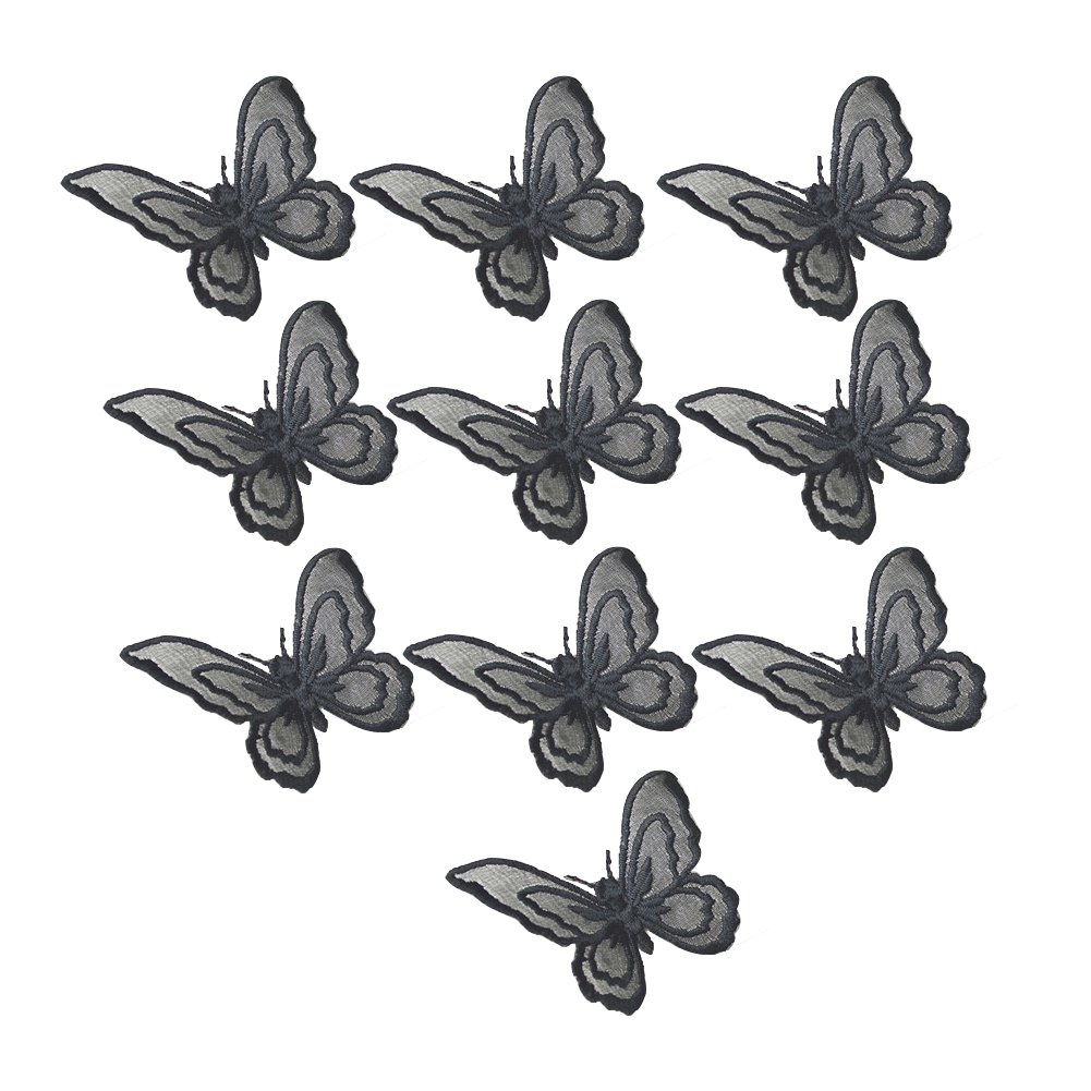 HUIXUN 10 Pcs Black Lace Butterfly Patches Iron on Patch for Clothing Dress Sewing Embroidery Appliques