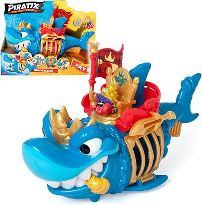 PIRATIX ADVENTURE WORLD King Shark Articulated Shark Cage Playset Blue
