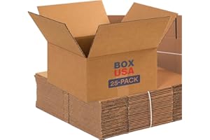 BOX USA Shipping Boxes Flat 12"L x 12"W x 6"H, 25-Pack | Corrugated Cardboard Box for Packing, Moving and Storage