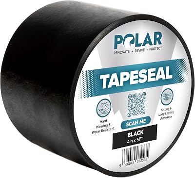 Polar Premium Black Waterproof Tapeseal Sealant Repair Tape 4" x 5ft