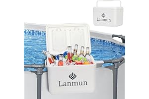 LANMUN 22L Pool Cooler for Above Ground Pools with Ice Box, Insulated Hard Cooler with Handle, Keeps Ice 3 Days, Portable Above Ground Pool Accessories for Poolside, Camping