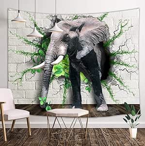 IFQAQTY Tapiz De Elefante Psicodélico Hippie Elefante Africano A Través