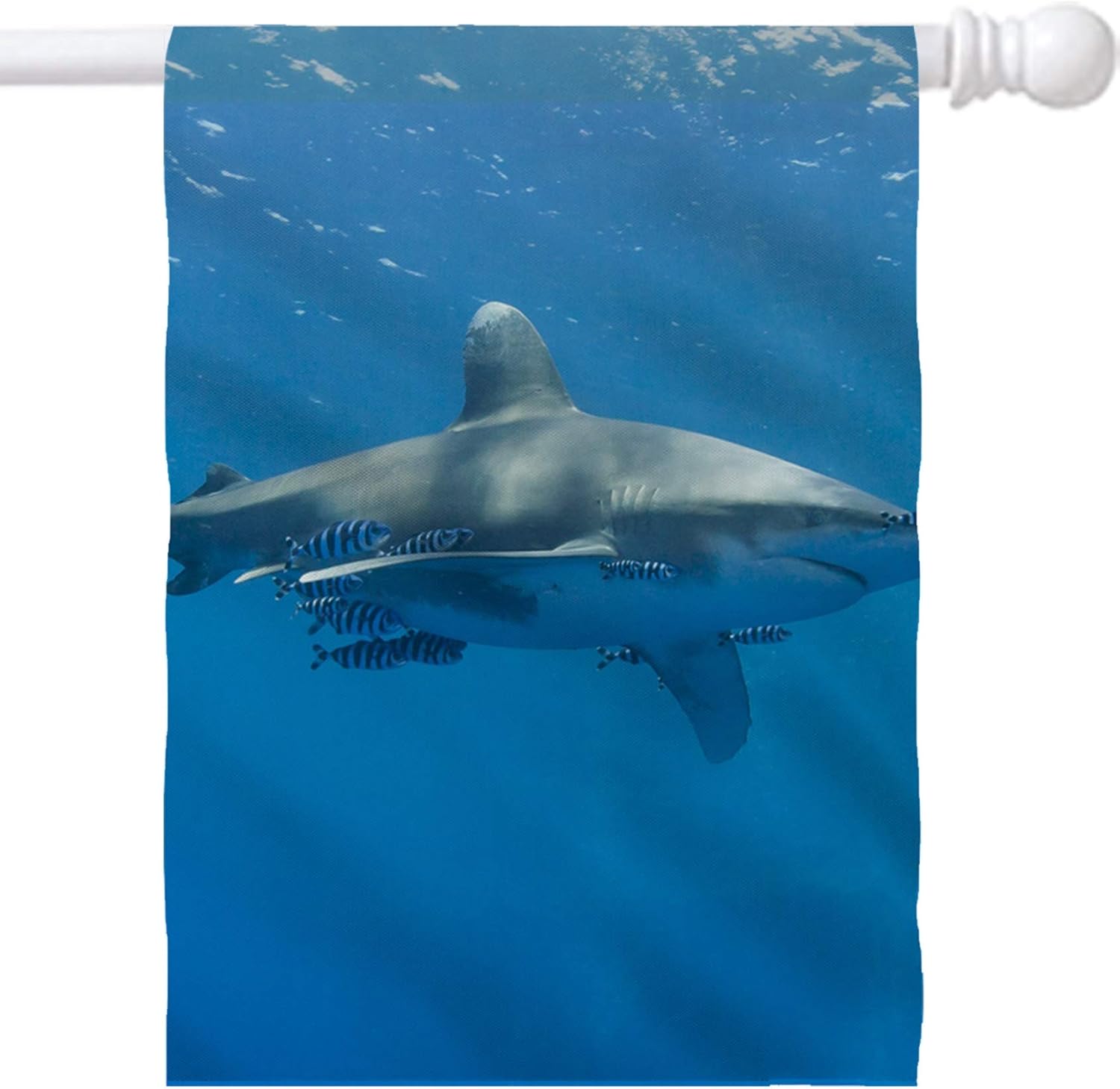 MSD House Flag Double Sided, Large 28X40 Garden Flag, Durable Polyester Fabric Home Flag, Indoor and Outdoor Decoration, Machine Washable Custom Available Image ID Large Oceanic White tip Shark Car
