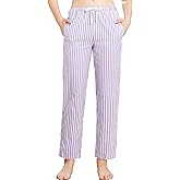 U2SKIIN Womens Striped 100% Cotton Pajama Pants, Soft Lounge Pj Bottoms with Pockets Lightweight