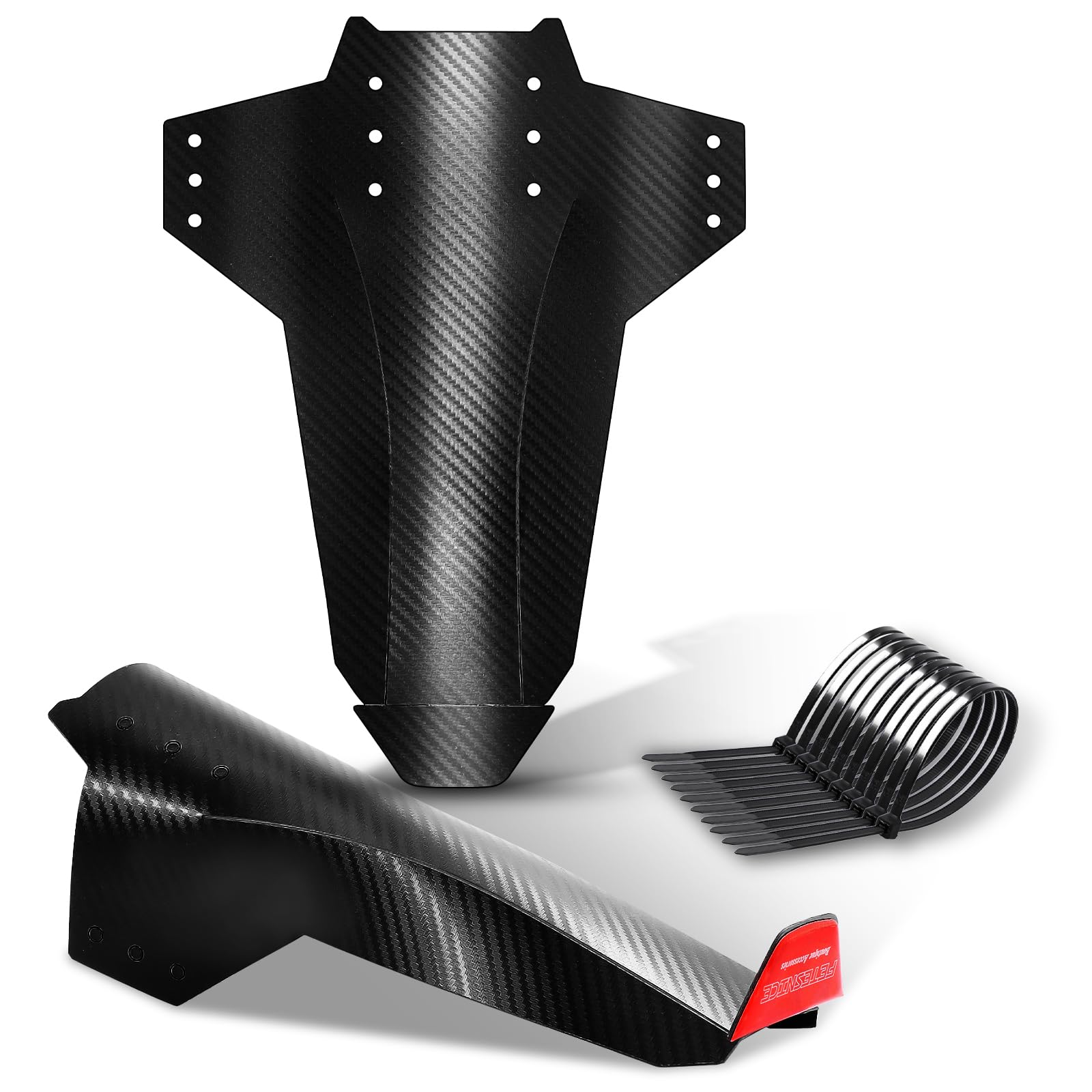 FETESNICE 3D Carbon Fibre MTB Mudguard Set – Thickened 0.8mm PP, Front & Rear Bike Fender Kit for Mountain Bikes (20–29”)