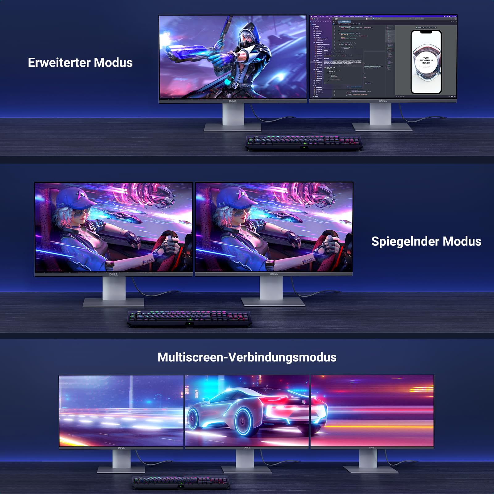 UGREEN 8K Displayport Kabel 1.4 8K 60Hz 4K 240Hz, VESA-Zertifiziert, Aluminium DP kabel 32.4Gbps Kompatibel mit HDR, FreeSync, G-Sync, DSC 1.2, HDCP 2.2 für PC, HDTV, Monitor, Grafikkarte(2M) 6