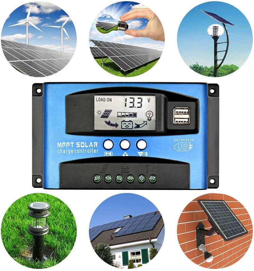 SUNYIMA 60A MPPT Solar Charge Controller with LCD Display Dual USB Multiple Load Control Modes, New Mppt Technical Maximum Charging Current (60A) : Garden & Outdoor