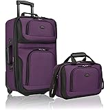 U.S. Traveler Rio Rugged Fabric Expandable Carry-On Luggage Set, Purple, 2-Piece