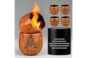 Charred Wooden Bourbon Drinking Glass Personalized Whiskey Glasses with Initials Logo Custom Whiskey Tumbler Customized Gifts