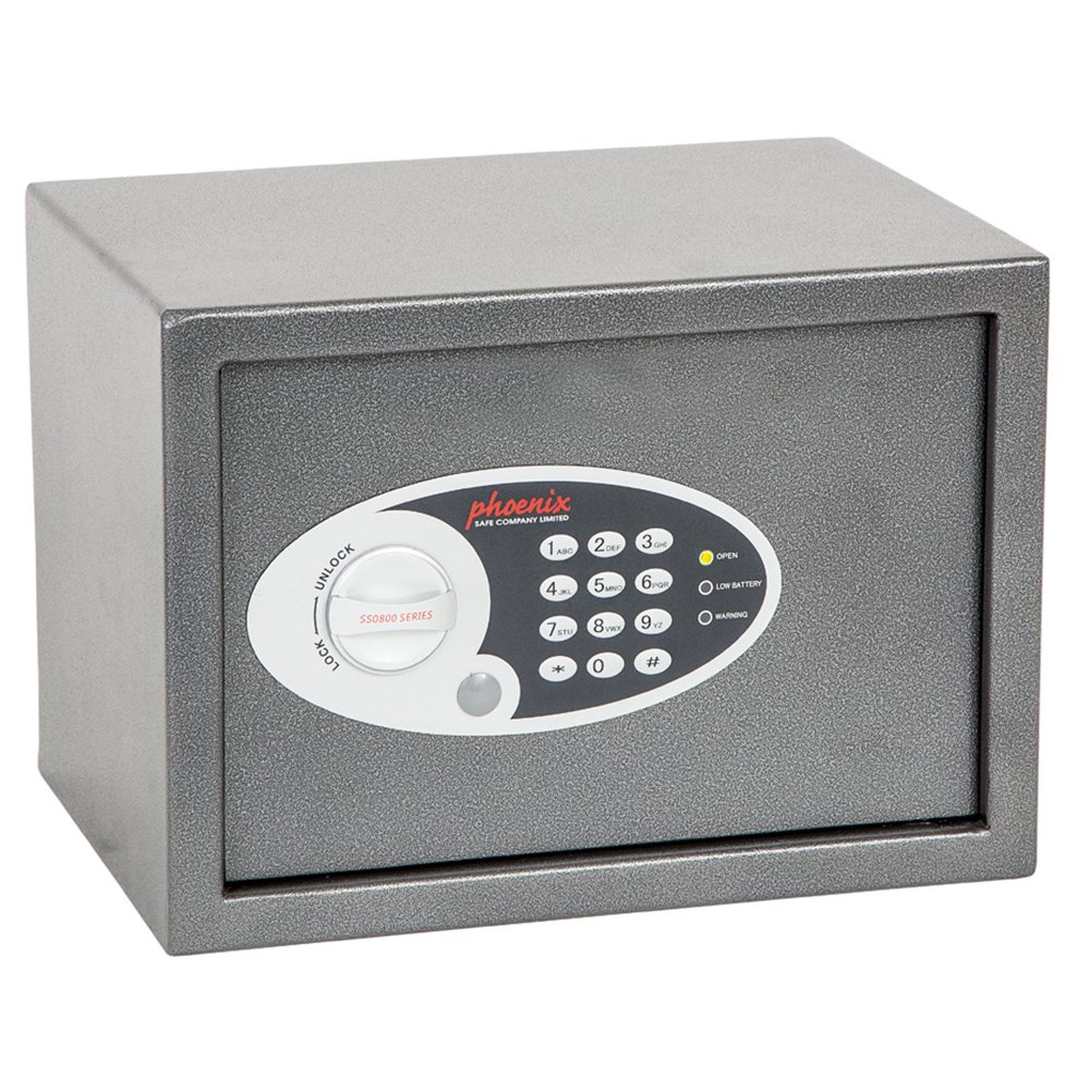 Phoenix Safe Company – SS0802E Vela Home & Office Security Safe - Twin Locking Bolts - Electronic Locking - Metallic Graphite Finish - 17 Litre Capacity - 6kg