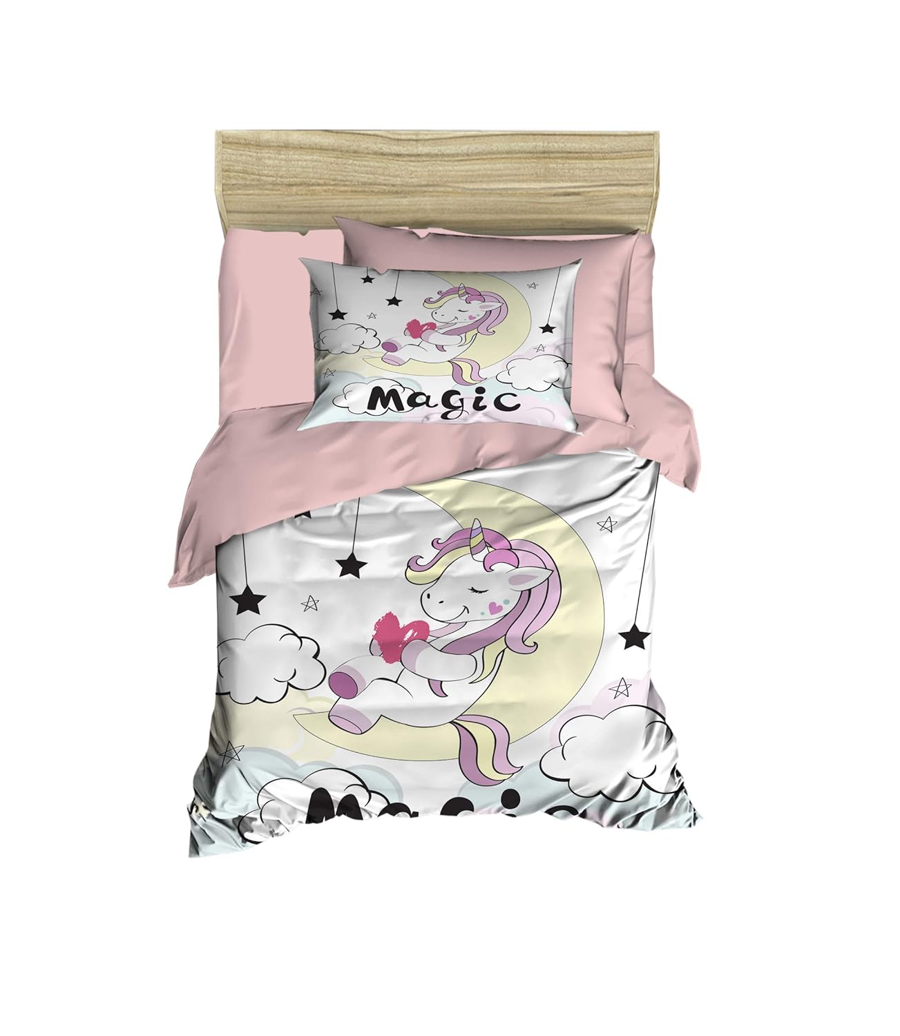 100% Cotton Unicorn Baby Bedding Cute Unicorn Themed Nursery Baby Bed Set, Toddlers Crib Bedding for Baby Boys Girls, Duvet Cover Set, 4 Pieces,