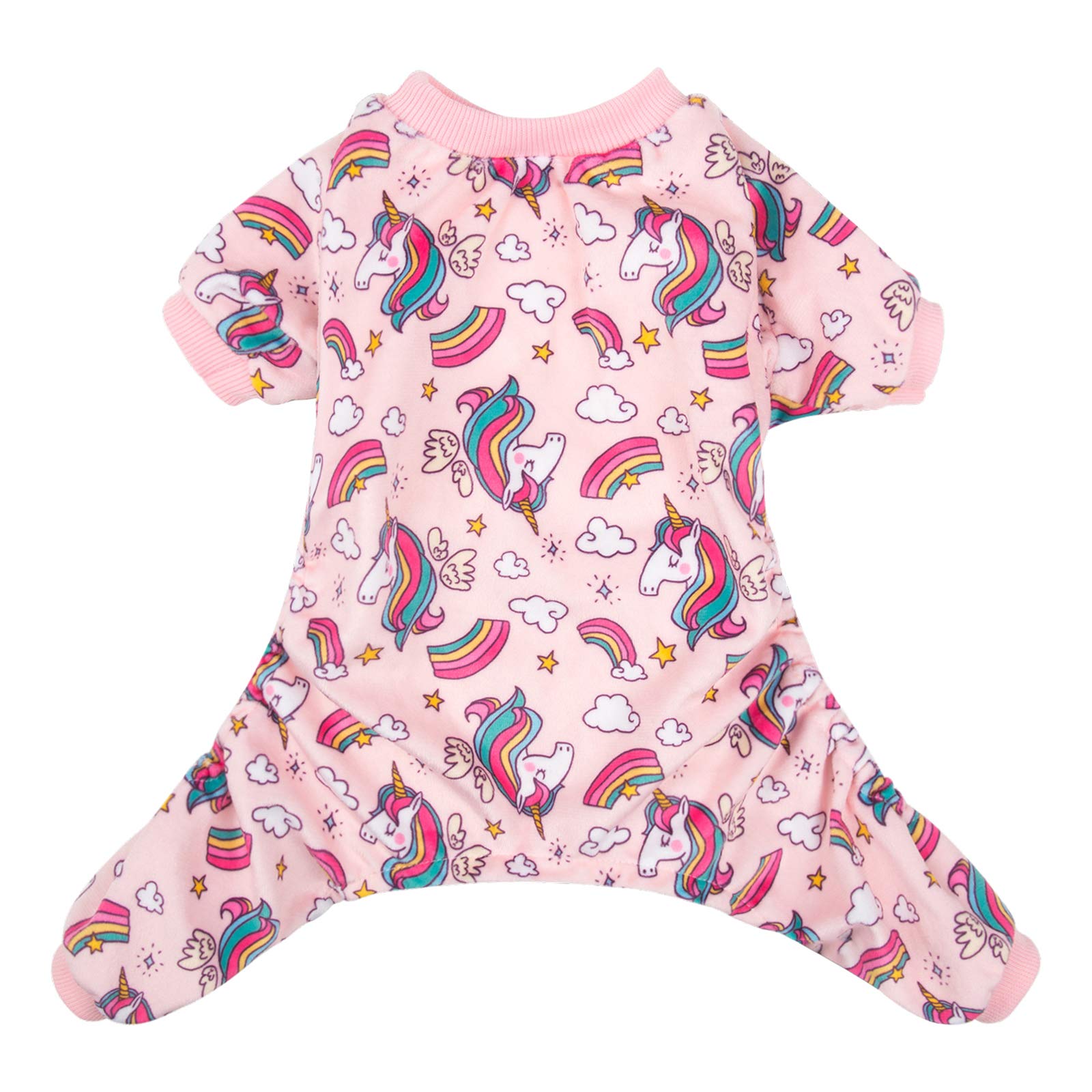 CuteBone Dog Pajamas Pink Unicorn Dog Apparel Dog Jumpsuit Pet Clothes Pajamas Puppy Clothes P67L