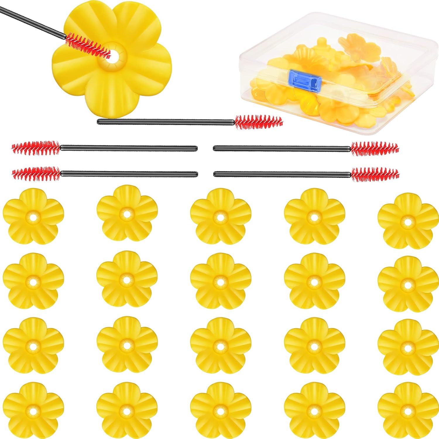 Backyard Birding & Wildlife - 20 Pieces Hummingbird Feeders Replacement Flowers with Cleaning Brush, Bird Feeder Replacement Parts Feeding Ports Hummingbird Feeders for Outdoors